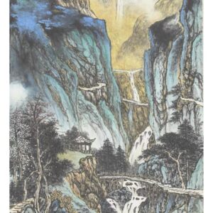 2 (1) Elegant Chinese Ink Landscape Mural - 38.189" x 20.866"