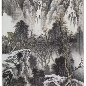 6 (1) Elegant Chinese Ink Landscape Mural - 54.331" x 27.165"