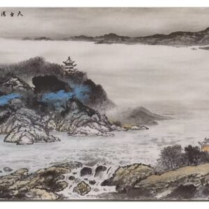 8 (1) Elegant Chinese Ink Landscape Mural - 54.33" x 19.69"